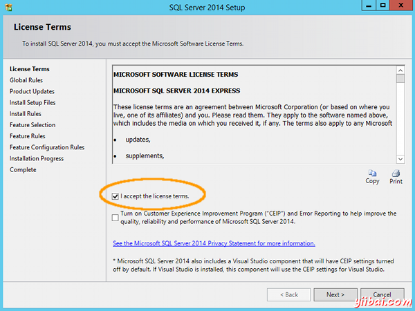 Install SQL Server 2014 - step 5
