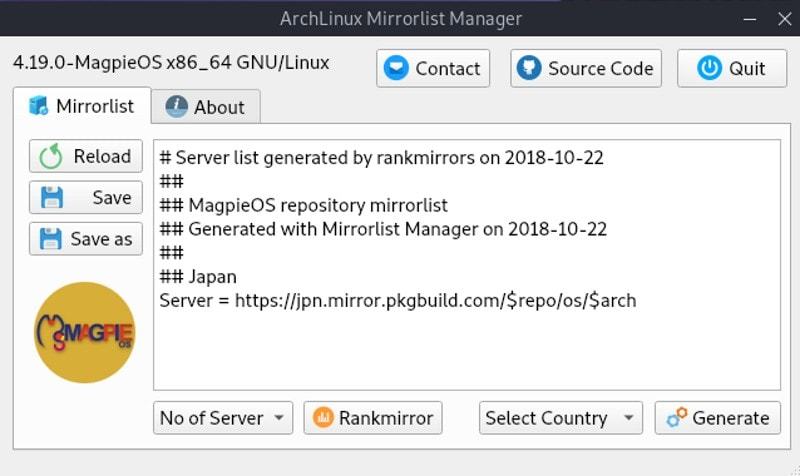 Arch Linux Mirrorlist Manager