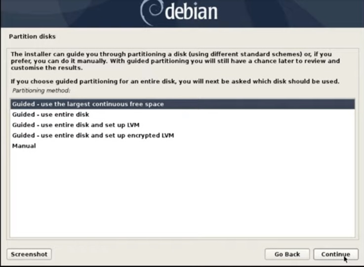 使用最大的連續空餘空間-debian10