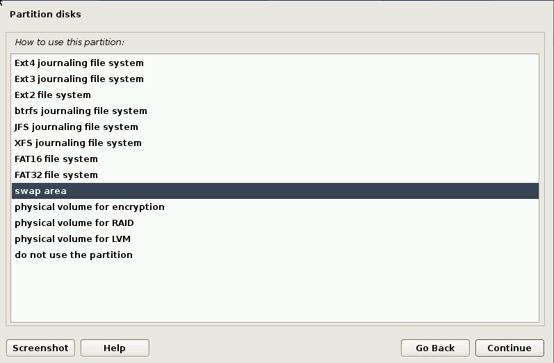 選擇交換空間-debian10