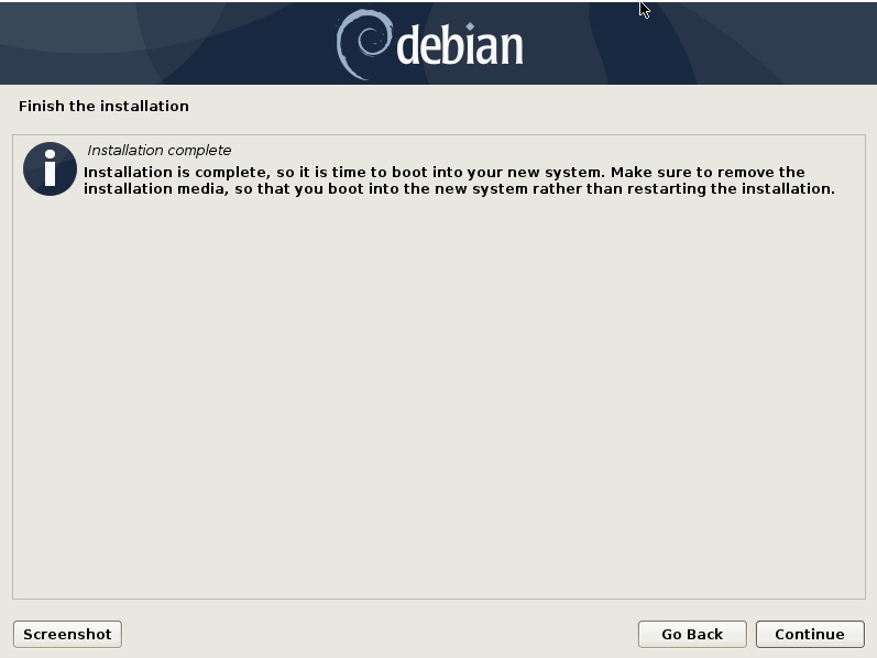 安裝完成-重新啟動-debian10