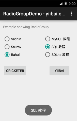 Android RadioGroup Control