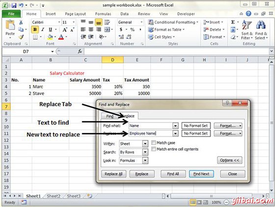 Replace Tab in Excel