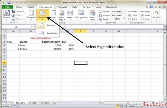 Setting Page orientation