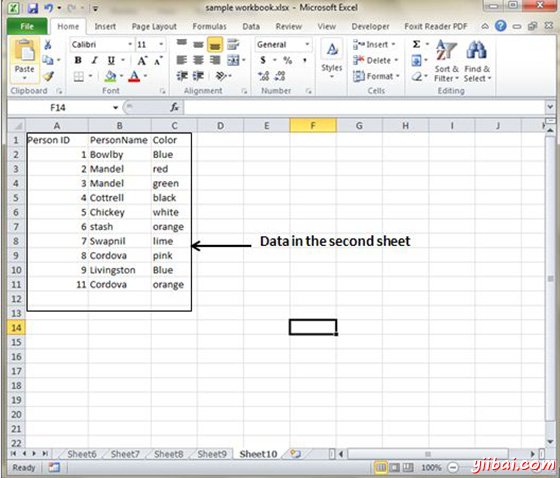 Data in Second Sheet